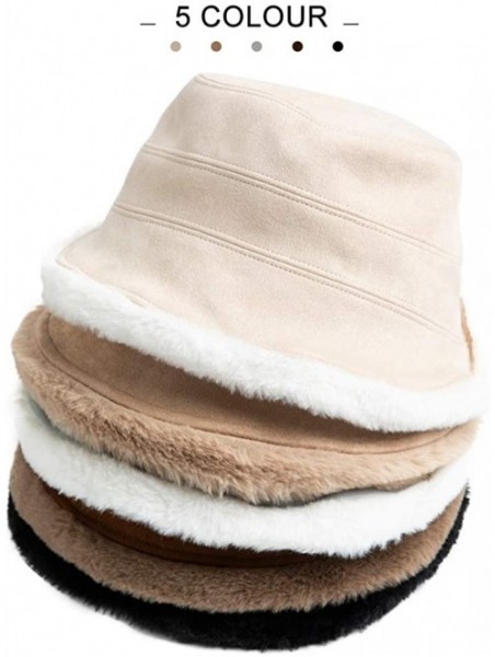 Bucket Hats Ladies Wool Cloche Hats Winter Bucket Hat 1920s Vintage Derby Hat Foldable - 00088_brown - C0192DUH0RW $18.78