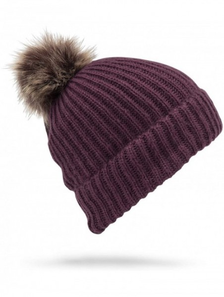 Skullies & Beanies Women's Lula Faux Fir Pom Snow Beanie - Scarlet - C318O3K30Q5 $35.03