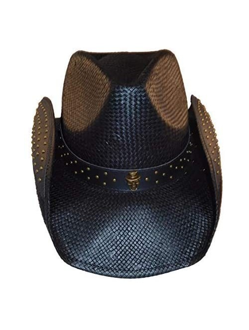 Cowboy Hats Omen with a Twist Skull Band Drifter Black - C018O5CY97H $53.67