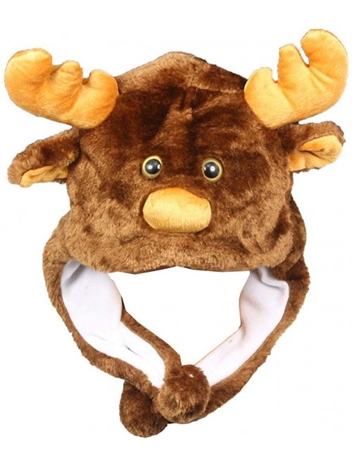 Skullies & Beanies Plush Faux Fur Animal Critter Hat Cap - Soft Warm Winter Headwear (Wolf) - Critter - Moose - CQ11HIU2Q3B $...