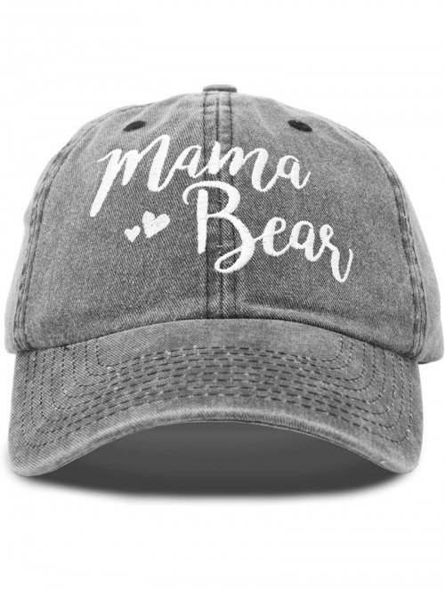 Baseball Caps Mama Bear Mom Hat Gift Vintage Washed Denim Cap Distressed - Black - CL18SD3ICAI $16.09