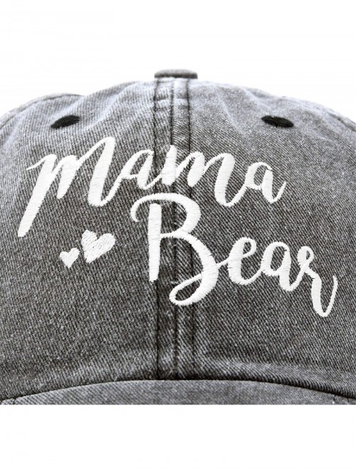 Baseball Caps Mama Bear Mom Hat Gift Vintage Washed Denim Cap Distressed - Black - CL18SD3ICAI $16.09