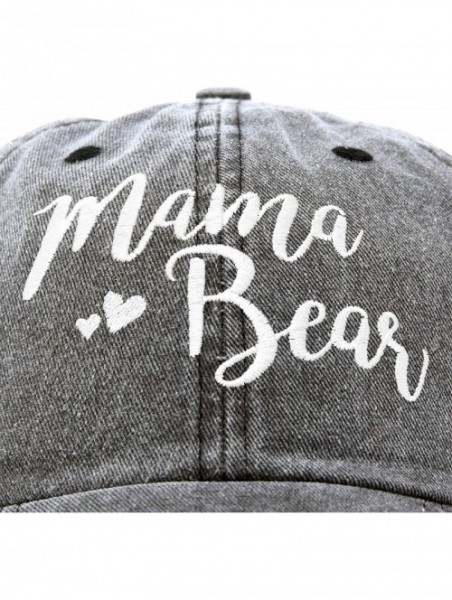 Baseball Caps Mama Bear Mom Hat Gift Vintage Washed Denim Cap Distressed - Black - CL18SD3ICAI $16.09