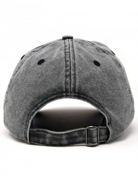 Baseball Caps Mama Bear Mom Hat Gift Vintage Washed Denim Cap Distressed - Black - CL18SD3ICAI $16.09