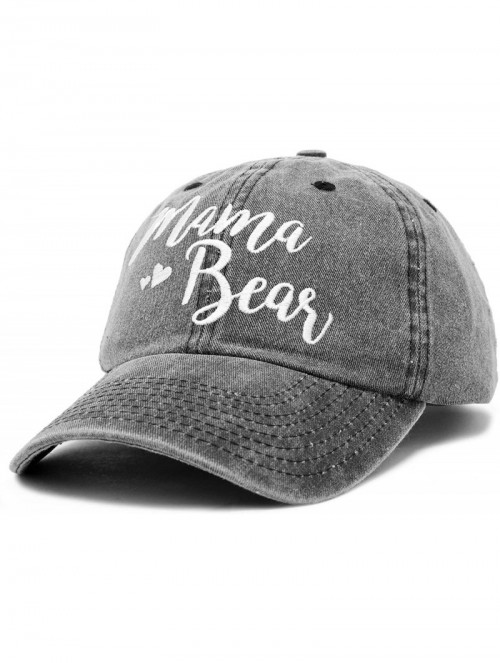 Baseball Caps Mama Bear Mom Hat Gift Vintage Washed Denim Cap Distressed - Black - CL18SD3ICAI $16.09