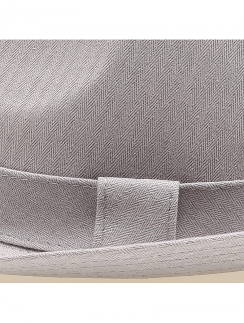 Fedoras Classic Trilby Short Brim 100% Cotton Twill Fedora Hat with Band - Light Grey - CH18UZL5OCY $16.54