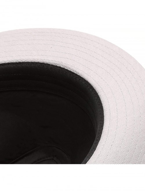 Fedoras Classic Trilby Short Brim 100% Cotton Twill Fedora Hat with Band - Light Grey - CH18UZL5OCY $16.54