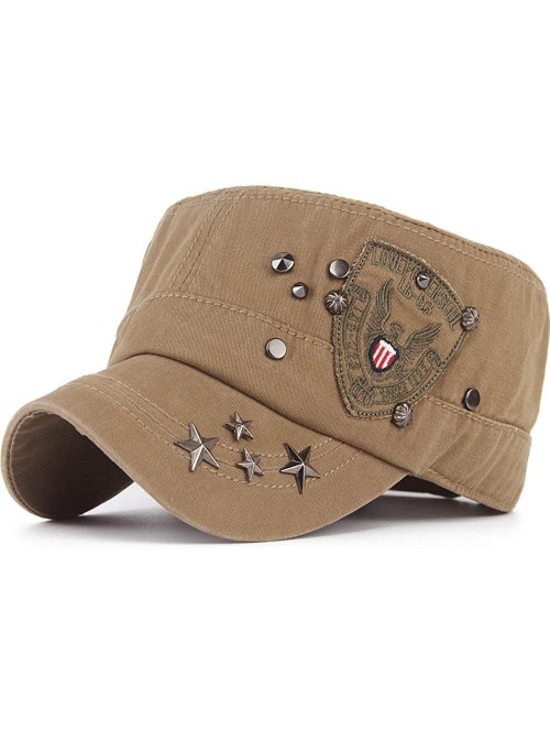 Baseball Caps Men Women USA American Eagle Cadet Army Cap Bling Star Short Bill Military Hat US Flat Top Baseball Sun Cap - C...