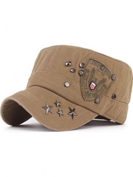 Baseball Caps Men Women USA American Eagle Cadet Army Cap Bling Star Short Bill Military Hat US Flat Top Baseball Sun Cap - C...