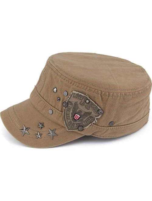 Baseball Caps Men Women USA American Eagle Cadet Army Cap Bling Star Short Bill Military Hat US Flat Top Baseball Sun Cap - C...