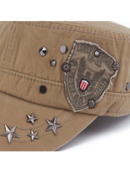 Baseball Caps Men Women USA American Eagle Cadet Army Cap Bling Star Short Bill Military Hat US Flat Top Baseball Sun Cap - C...