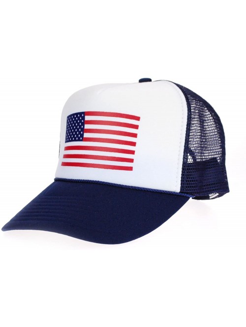 Baseball Caps American Flag Patriotic USA Classic 5 Panel Mesh Snap Back Trucker Hat - Navy Flg - CM123IOKE7F $13.92