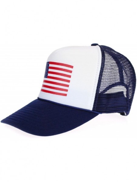 Baseball Caps American Flag Patriotic USA Classic 5 Panel Mesh Snap Back Trucker Hat - Navy Flg - CM123IOKE7F $13.92