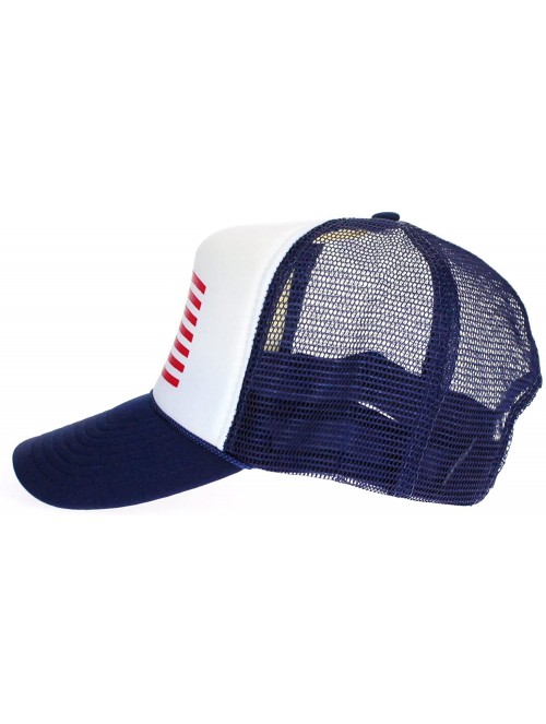 Baseball Caps American Flag Patriotic USA Classic 5 Panel Mesh Snap Back Trucker Hat - Navy Flg - CM123IOKE7F $13.92