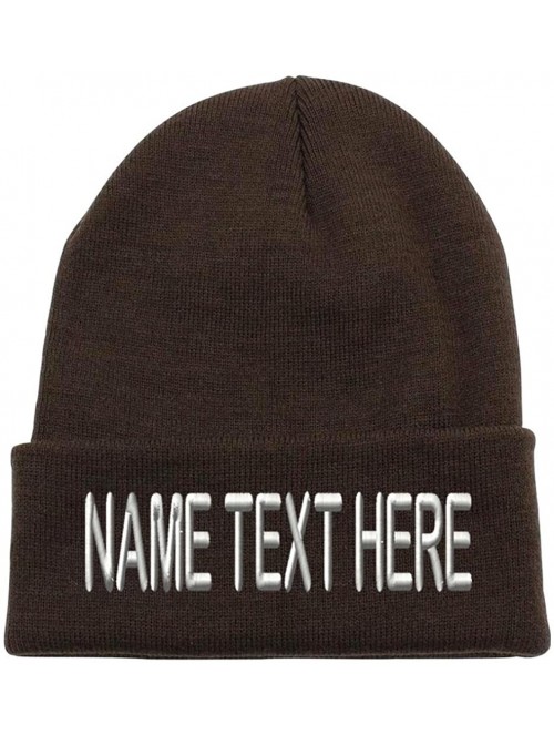 Skullies & Beanies Custom Embroidery Personalized Name Text Ski Toboggan Knit Cap Cuffed Beanie Hat - Brown - CJ1892DNMKG $17.20