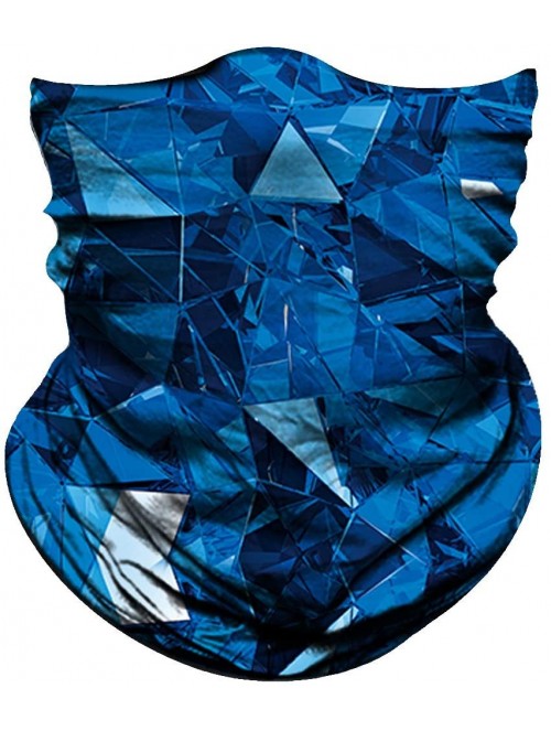 Balaclavas Seamless Bandana Face Mask Rave Men Women for Dust Sun Wind Protection - Blue Irregular Triangle - CR18Y2AQWIT $11.40