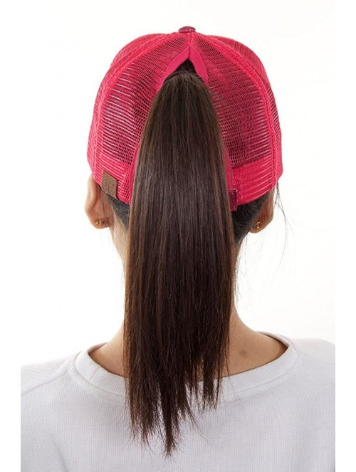 Baseball Caps Glitter Messy High Buns Trucker Ponycap Ponytail Baseball Adjustable Cap for Women Girl - Hot Pink - C618QN9Y8G...