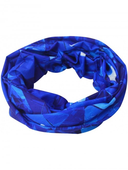 Balaclavas Seamless Bandana Face Mask Rave Men Women for Dust Sun Wind Protection - Blue Irregular Triangle - CR18Y2AQWIT $11.40