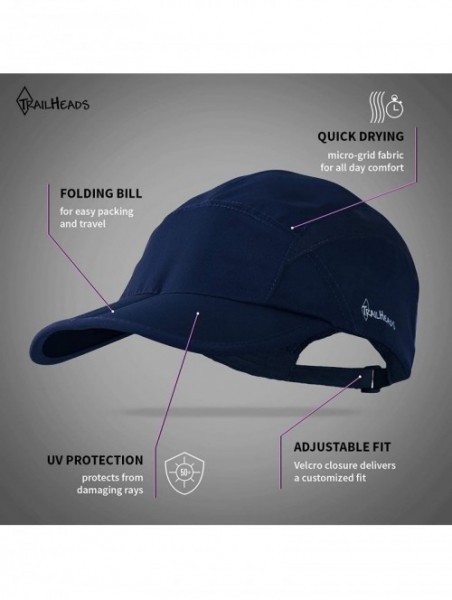 Sun Hats Folding Bill Running Hat for Women - Summer Cap with UV Protection - Navy - C918LDHSAUG $27.75