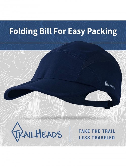 Sun Hats Folding Bill Running Hat for Women - Summer Cap with UV Protection - Navy - C918LDHSAUG $27.75