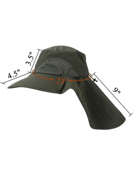 Sun Hats Unisex Wide Brim Safari Hat UV Protection Outdoor Sun Hat Fishing Hat with Neck Flap Cover - Army Green - CY18S5832A...