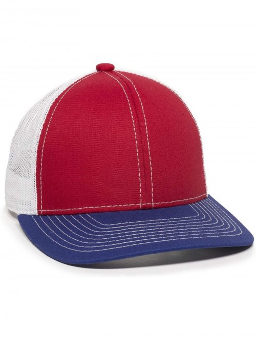 Baseball Caps Structured mesh Back Trucker Cap - Red/White/Royal - CU185SKZOM7 $18.87