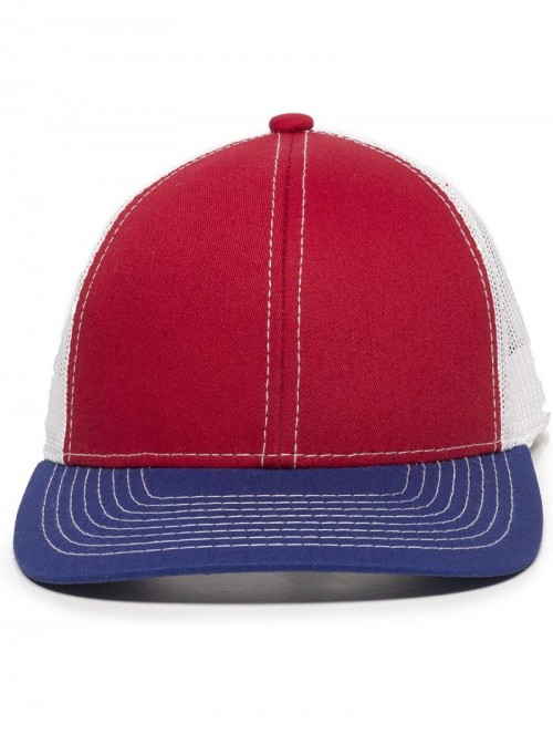 Baseball Caps Structured mesh Back Trucker Cap - Red/White/Royal - CU185SKZOM7 $18.87