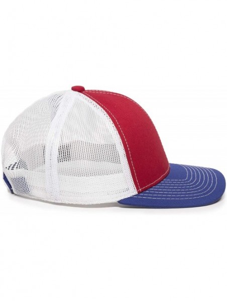 Baseball Caps Structured mesh Back Trucker Cap - Red/White/Royal - CU185SKZOM7 $18.87