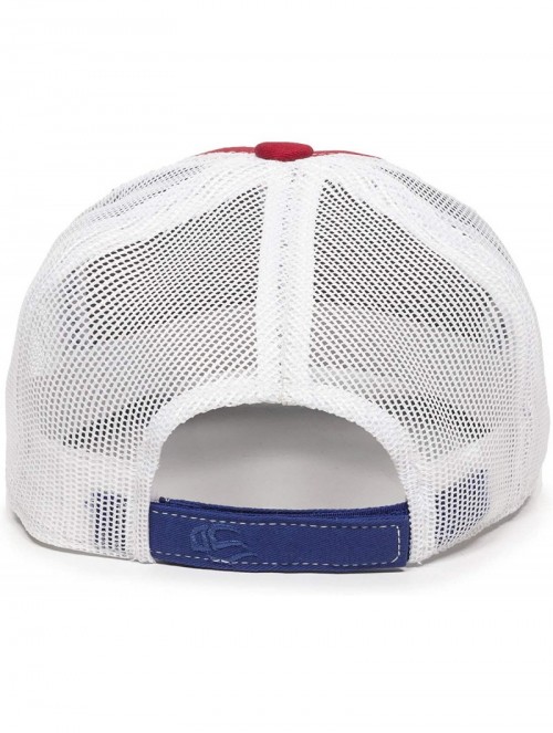 Baseball Caps Structured mesh Back Trucker Cap - Red/White/Royal - CU185SKZOM7 $18.87