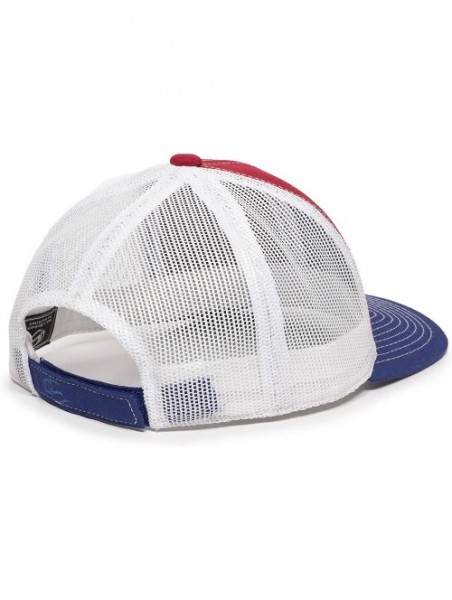 Baseball Caps Structured mesh Back Trucker Cap - Red/White/Royal - CU185SKZOM7 $18.87