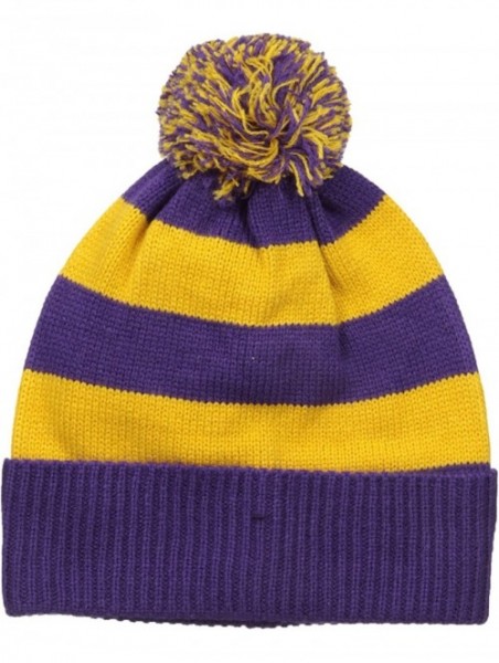 Skullies & Beanies Men's Game Day Pom Cuff Cap-Purple - Purple - C6129NPIGL9 $18.94