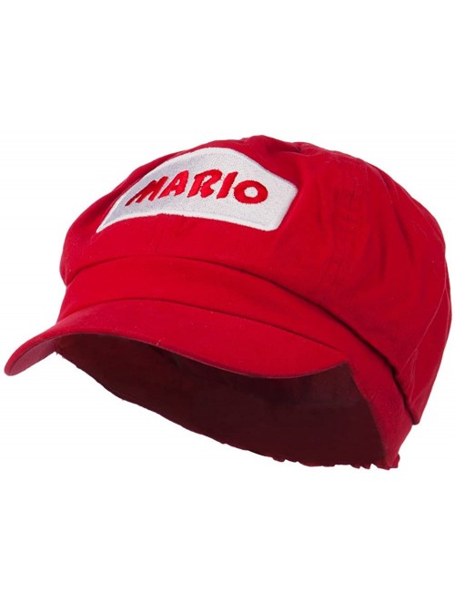 Newsboy Caps Big Size Rectangle Mario and Luigi Embroidered Cotton Newsboy Cap - Red - CR11ND5BYBP $28.20