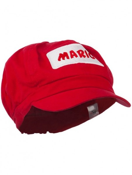 Newsboy Caps Big Size Rectangle Mario and Luigi Embroidered Cotton Newsboy Cap - Red - CR11ND5BYBP $28.20