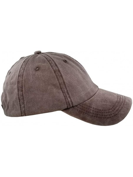 Baseball Caps Womens Cotton Distressed High Ponytail Baseball Messy Bun Cap Washed Ponycap - Coffee - CE18N77GHD2 $14.12