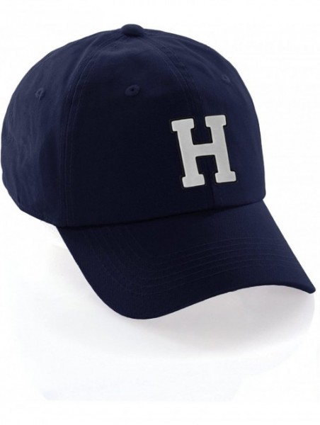 Baseball Caps Customized Letter Intial Baseball Hat A to Z Team Colors- Navy Cap Black White - Letter H - CC18ET3THD5 $15.23