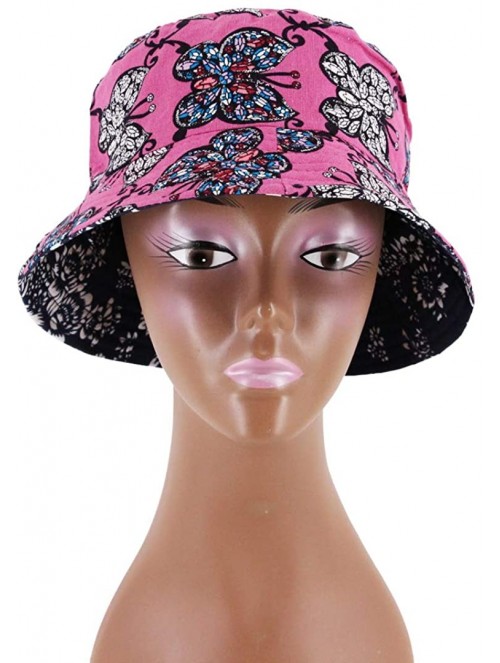 Bucket Hats Women Girls Cotton Leopard Print Reversible Bucket Hat Summer Double Sides Packable Hat for Outdoor Travel - CI18...