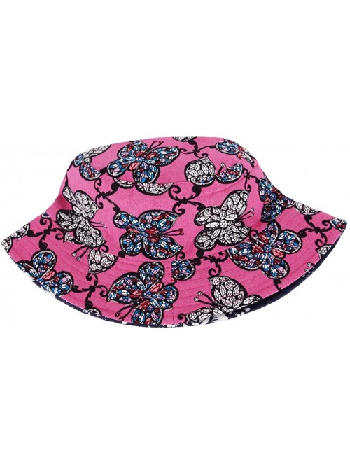 Bucket Hats Women Girls Cotton Leopard Print Reversible Bucket Hat Summer Double Sides Packable Hat for Outdoor Travel - CI18...