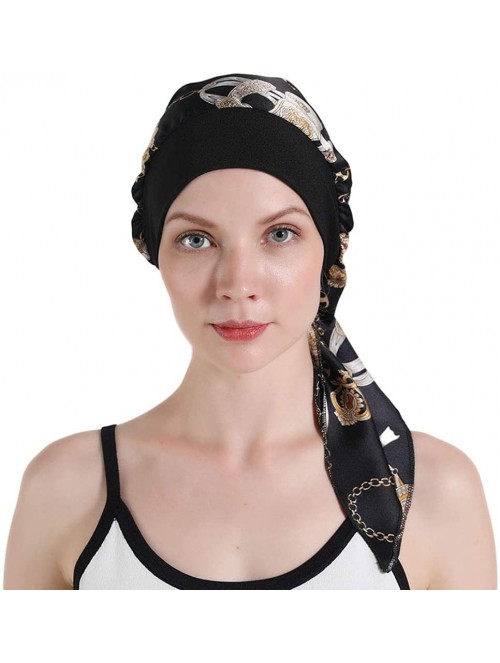 Skullies & Beanies Scarves Pre Tied Headwear Bandana Headwraps - Black - CZ18RK5CYQM $15.68