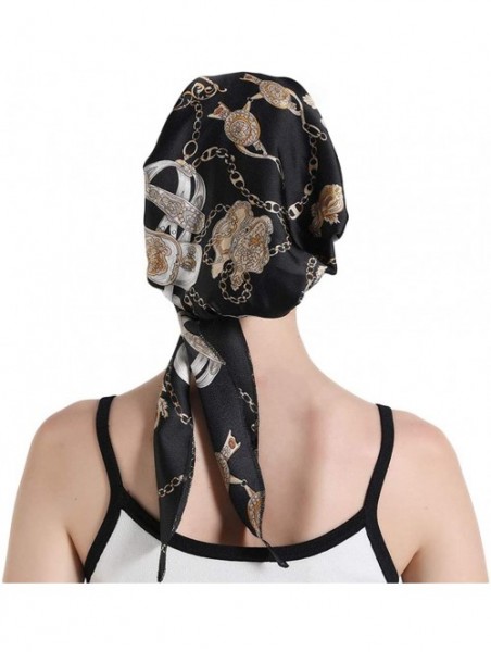 Skullies & Beanies Scarves Pre Tied Headwear Bandana Headwraps - Black - CZ18RK5CYQM $15.68