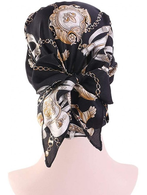 Skullies & Beanies Scarves Pre Tied Headwear Bandana Headwraps - Black - CZ18RK5CYQM $15.68