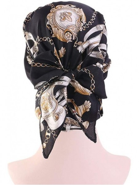 Skullies & Beanies Scarves Pre Tied Headwear Bandana Headwraps - Black - CZ18RK5CYQM $15.68