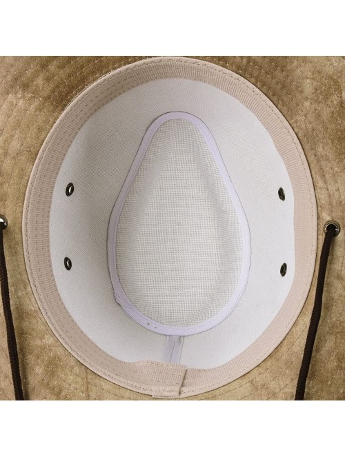 Cowboy Hats Indiana Jones Hat Weathered Faux Leather Outback Hat GN8749 - Beige - CC184HQZDGA $41.56