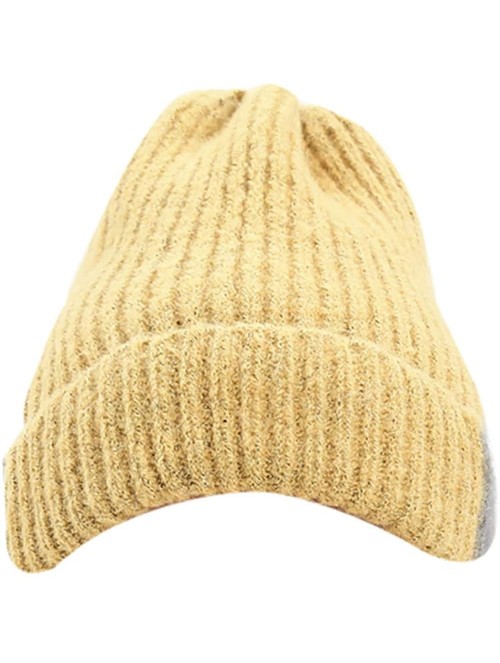 Skullies & Beanies Women's Solid Color Wool Knit Hats Earmuffs Parent-Child Caps - Yellow4 - CZ18ULKNHYR $12.35