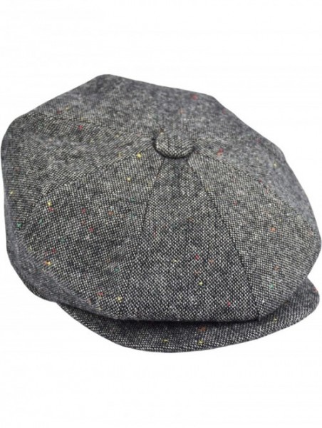 Newsboy Caps Men's Wool Herringbone Newsboy Cap Driving Cabbie Tweed Applejack Golf Hat - Sprinkle Gray - CP192WU880S $22.51