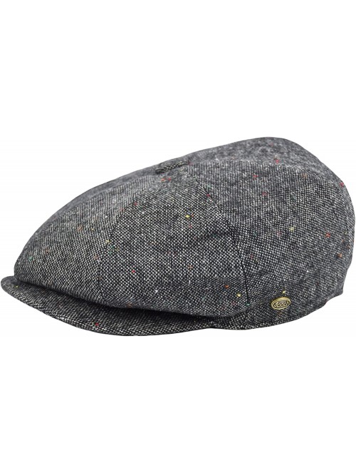 Newsboy Caps Men's Wool Herringbone Newsboy Cap Driving Cabbie Tweed Applejack Golf Hat - Sprinkle Gray - CP192WU880S $22.51