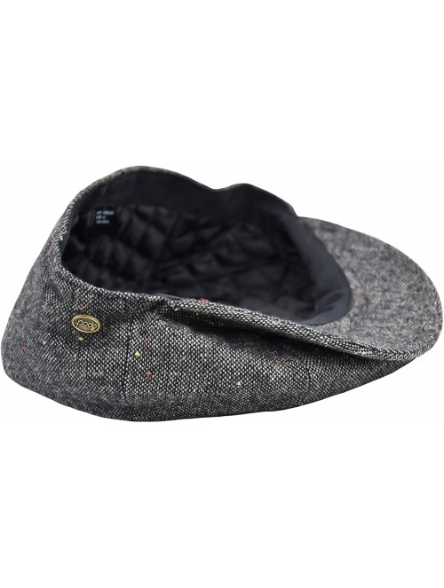 Newsboy Caps Men's Wool Herringbone Newsboy Cap Driving Cabbie Tweed Applejack Golf Hat - Sprinkle Gray - CP192WU880S $22.51