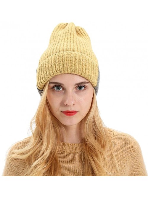 Skullies & Beanies Women's Solid Color Wool Knit Hats Earmuffs Parent-Child Caps - Yellow4 - CZ18ULKNHYR $12.35