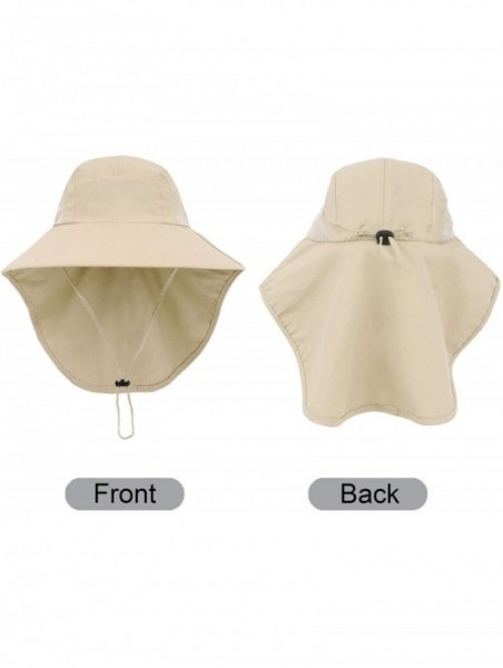 Sun Hats Womens Foldable Flap UPF 50+ UV Protective Bucket Sun Hat w/Neck Cord - Unisex_dark Khaki - CH19990Z3G4 $20.21