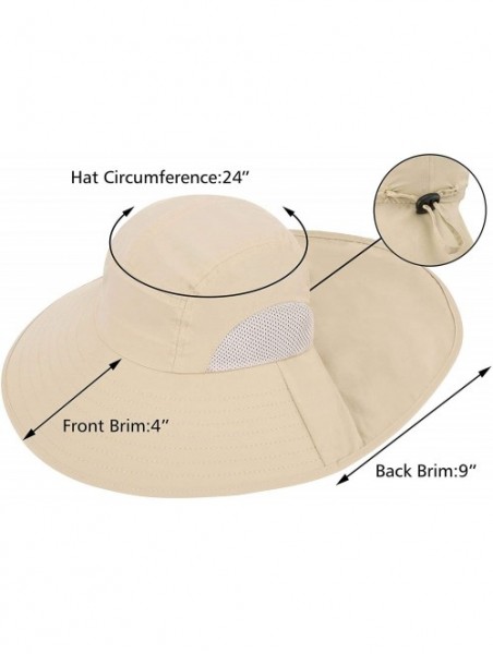 Sun Hats Womens Foldable Flap UPF 50+ UV Protective Bucket Sun Hat w/Neck Cord - Unisex_dark Khaki - CH19990Z3G4 $20.21