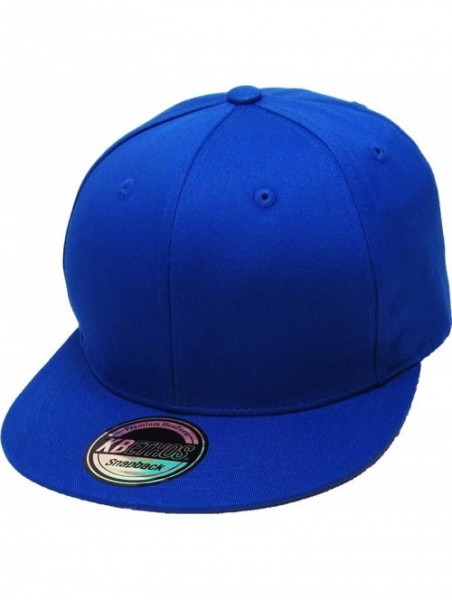 Baseball Caps Classic Snapback Hat Blank Cap - Cotton & Wool Blend Flat Visor - (3.1) Royal - C611KG9RENX $16.68